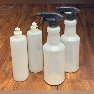 New HDPE Refillable Squeeze and Spray Bottle Bundle – 4 Piece